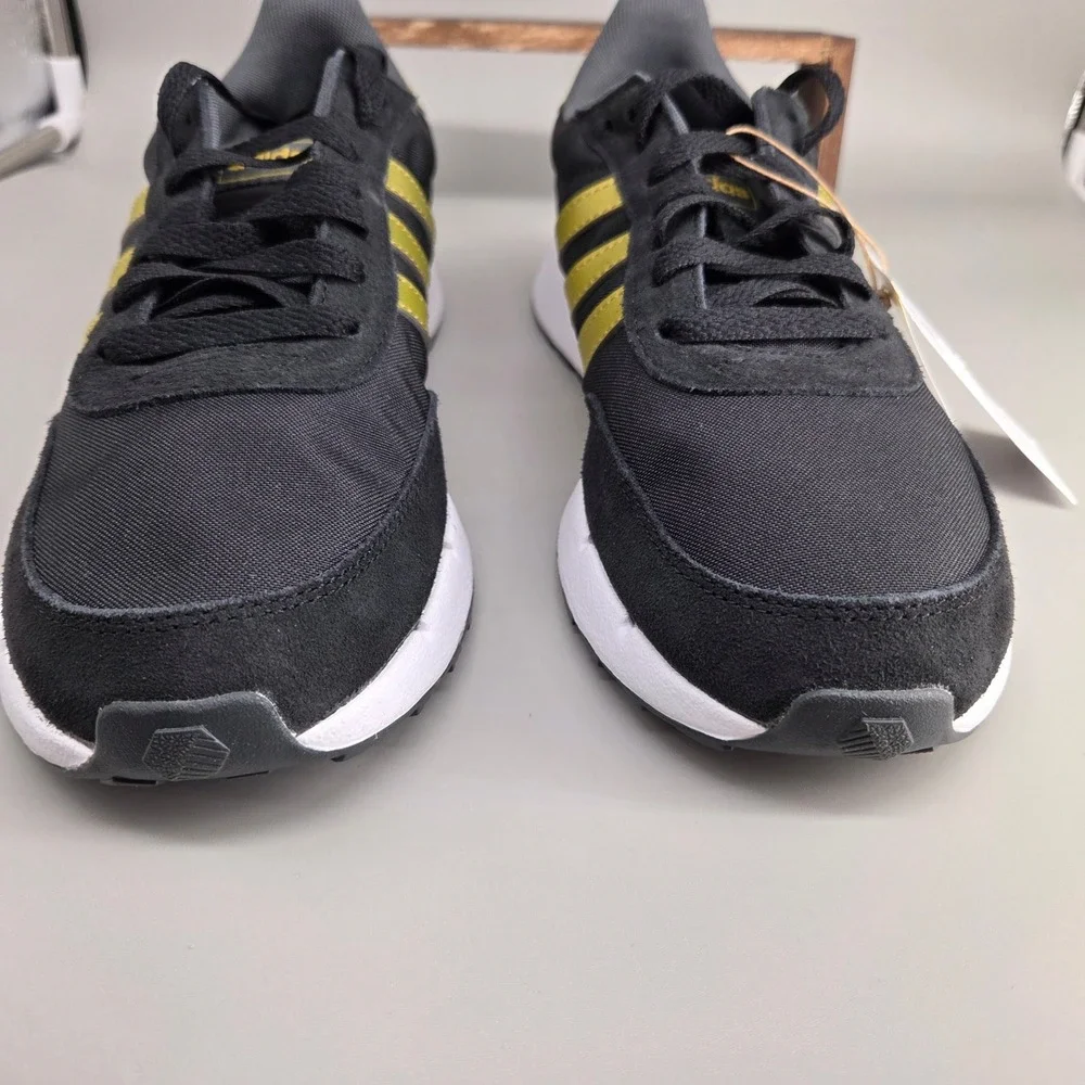 Adidas Run 60s 2.0 Shoes Mens 8 Black Gold GX1714 Retro Lifestyle Sneakers